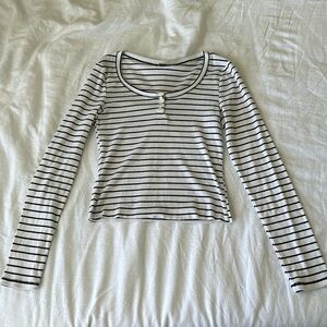 Black and white striped long sleeve shirt